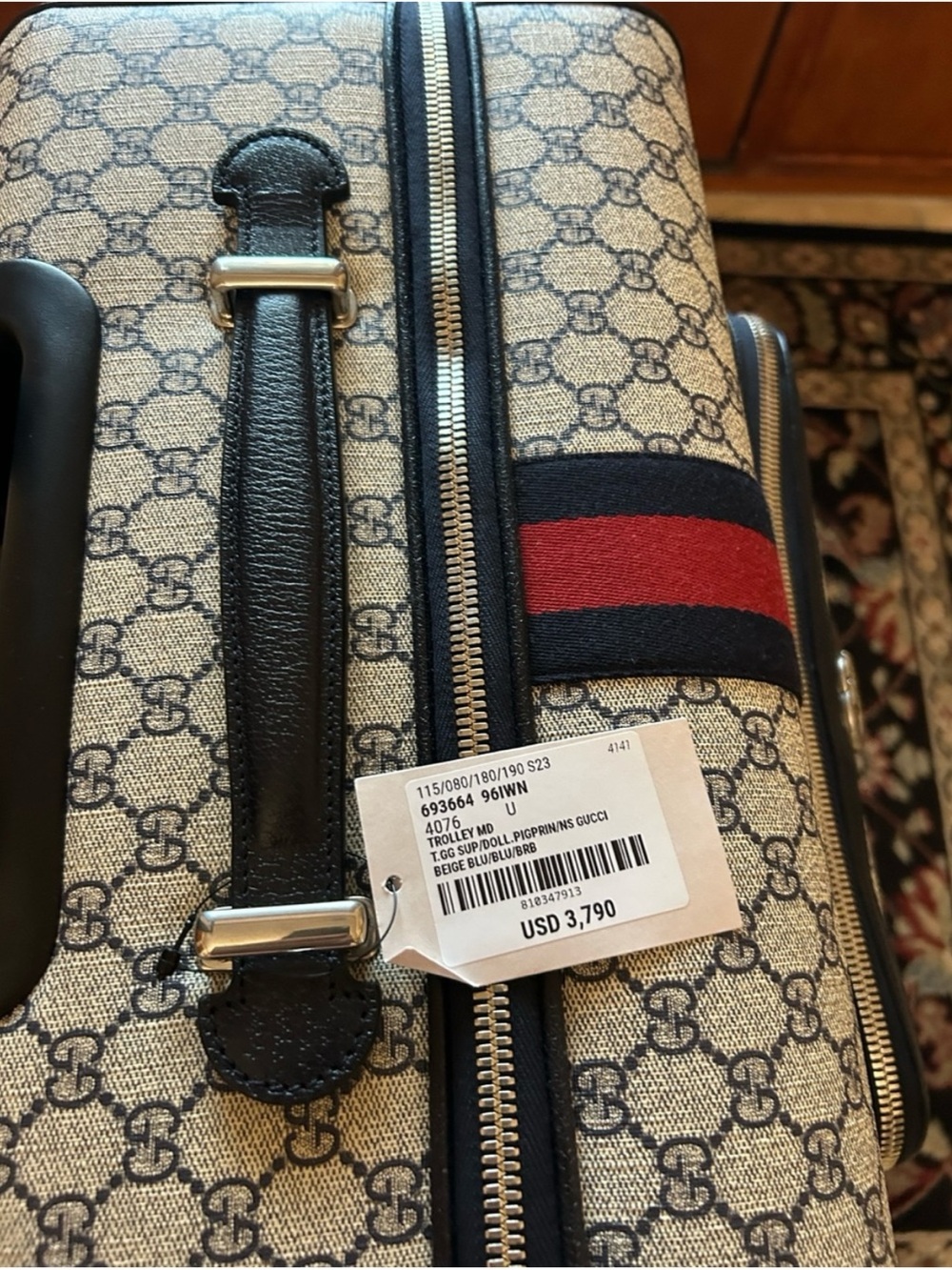 Gucci Savoy, GG Supreme suitcase, iconic blue/red web stripe made in Italy - Picture 9 of 12